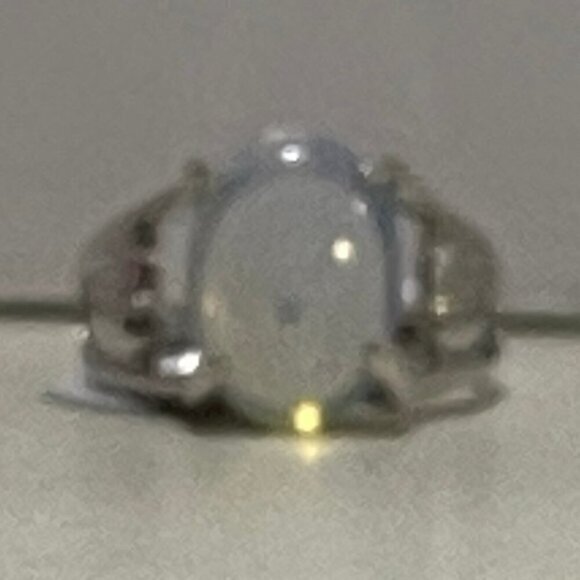 Silver and Blue Ring with Oval Gemstone​ - Picture 1 of 4